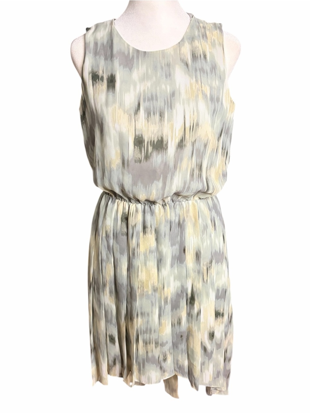 Kenneth Cole Sleeveless Midi Dress in Pale Yellow, Light Gray, Cream